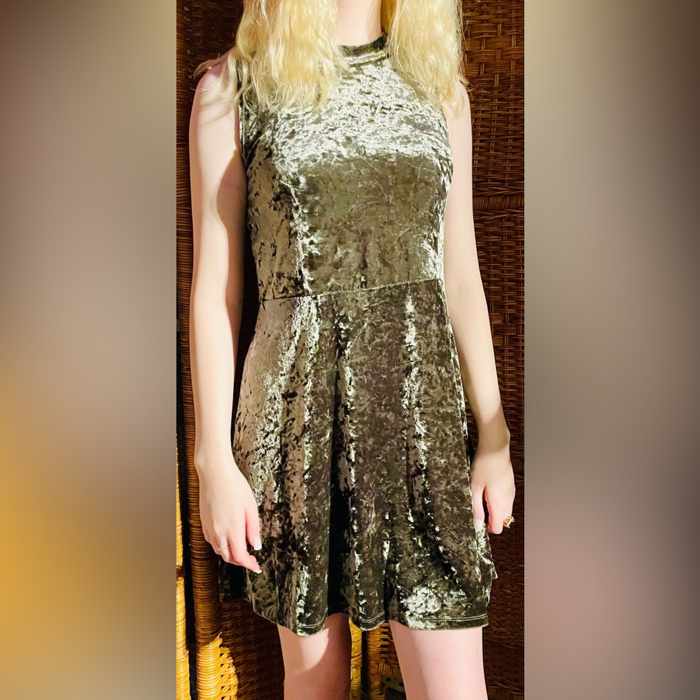 Crushed velvet mini dress